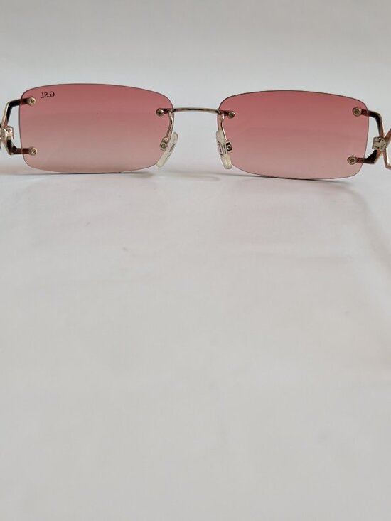 NWT Vintage 90\'s Lady Fashion Rectangle Rimless Sunglasses (S. Gold)